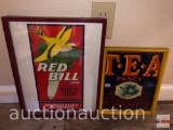 Artwork - 2 Framed vintage packing label prints, Red Bill Brand & TEA Fancy