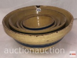 Vintage pottery mixing bowls, 4 nesting, marked H