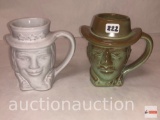 Frankoma pottery - 2 - mugs, 1976 Uncle Sam and 1977 man