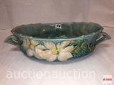 Roseville Pottery - 1944 Clematis console bowl, #458-10 blue, 14