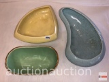 3 ceramic art pottery planter bowls, Bauer, Brush Quality