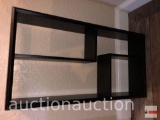 Sm. Black floating trinket wall shelf, can hang 3 ways