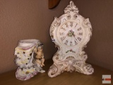 Ceramics Decor - 2 - Dresser clock, batt.op and Royal Elegance planter vase