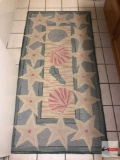 Area rug - Seashell and star motif, Copper & Moo, hand crafted, approx. 4'x2'