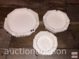 Glassware - 3 nesting white hobnail milk glass ashtrays
