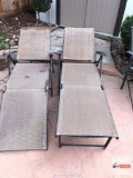 2 patio lounge chairs, folding/stackable, mesh gray, black metal trim