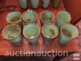 Frankcoma pottery - 8 tumbles, green/brown Ada clay, prior to 1955