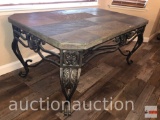 Furniture - Ashley World Class occasional collection, slate top iron coffee table, 48