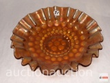 Carnival Glass - Vintage Westmoreland pearly dots, Pleated rim dish, 9