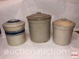 Stoneware Crocks - 3 with lids
