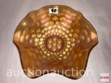 Carnival Glass - marigold ruffled edge coin dot, Fenton