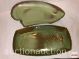 Frankoma pottery - 2- serving dishes, green/brown, Ada clay