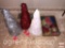 Christmas - Decor, 3 tinsel trees and misc. beaded garland