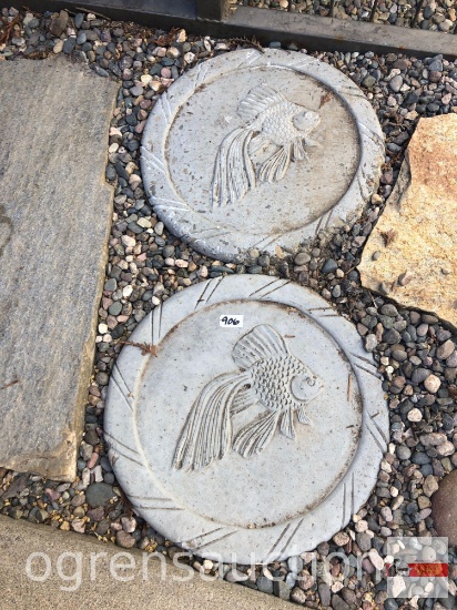 Yard & Garden - 2 round fish motif stepping stones