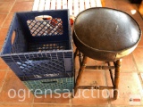 Stool and 2 milk crates