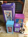 Holiday Decor - 5 Easter Bunny figurines, 4 in boxes