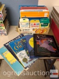 Kids books and math flash cards and math workbooks