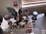 Decor figurines, American motif, Uncle Sam bobble heads, etc.