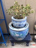 Yard & Garden - 2 Asian planter pots 8