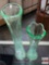 Vases - 2 green glass vases, 8