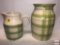 Pottery - 2 - Harris Pottery Chicago USA, green/white pitcher 8.8