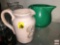 Pitchers - 2 - Fiesta Kitchen Kraft Green pitcher & signed pottery pitcher