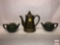 Kitchen ware - 3 - Pfaltzgraff green coffee pot/teapot & 2 Hall restaurant ware green single teapots