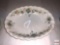 Lefton China hand painted platter, Nasco serving bowl, purple Portugal glass & green depression