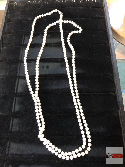 Jewelry - Necklace - long strand of pearls w/ G Silver lobster clasp