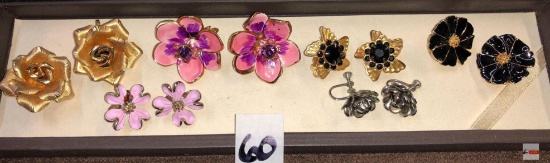 Jewelry - Earrings, 6 pair, vintage florals