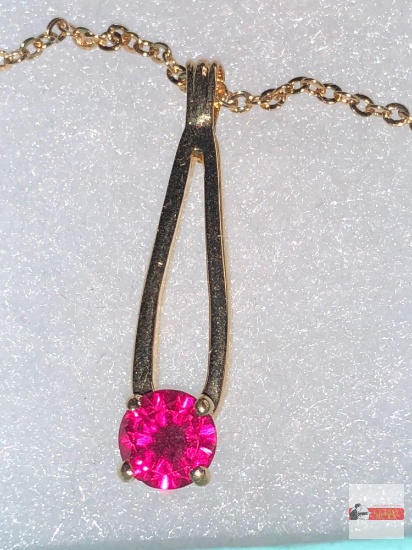 Jewelry - Necklace w/pendant w/ pink sapphire stone, marked