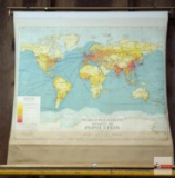 Maps - Lg. vintage wall map, 1948 World Relations of Population, George Philip & Son Ltd. London