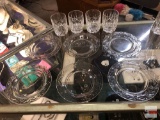 Crystal - 6 crystal ground bottom plates and 4 Lenox crystal glasses