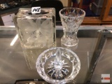 Glassware - 3 items - etched glass block 3