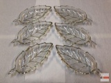 Glassware - 6 - clear glass leaf shaped candy/nut dishes