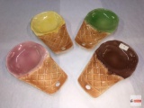 Dish ware - 4 - Ice cream cone motif dishes. Sarsaparilla