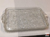 Glassware - Pressed glass leaf motif serving tray