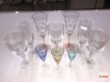 Glassware - 10 stemware, some colored