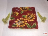 Dish ware - Maxcera Red Spatter Sunflower serving plate and 2 glass epergne centerpiece vase pcs.