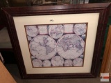 Artwork - decor custom framed art reproduction of vintage globe mapping, Geography