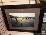 Artwork - Large wide wooden framed and matted, ice skating photo