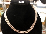 Jewelry - Necklace - triple strand pearl necklace w/ G silver lobster clasp