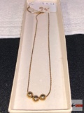 Jewelry - Necklace, 14k Gold electroplate w/ 3 ball beads