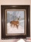 Artwork - Original signed oil on canvas by Gloria Denerik 1979, Winter deer, framed & matted
