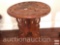 Furniture - round carved wooden plant stand table, 12