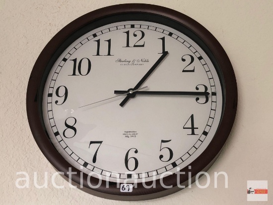 Clock - Sterling & Noble clock co. wall clock, round, black trim