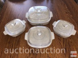 Kitchen ware - 4 Corning ware serving/cookware with lids