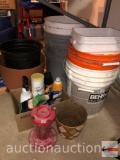 Misc. - Buckets, cleaning supplies, hummingbird feeder