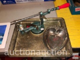 Kitchen ware - Apple peeler, metal tray and metal heart dish