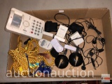 Electronics - Radio Shack alarm, headphones, tassels